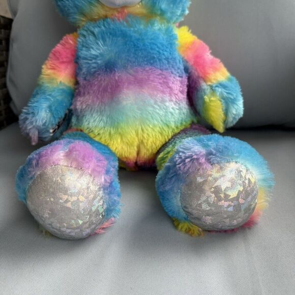 Build a Bear Plush 16” Rainbow Stripe Teddy Bear Musical Sound - Picture 4 of 6